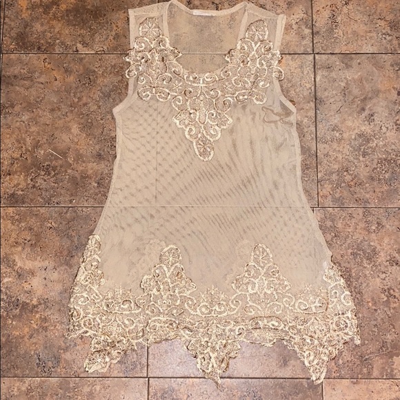 Sheer beige women top size M - Picture 2 of 4